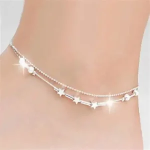 Silver Anklet with Charms
